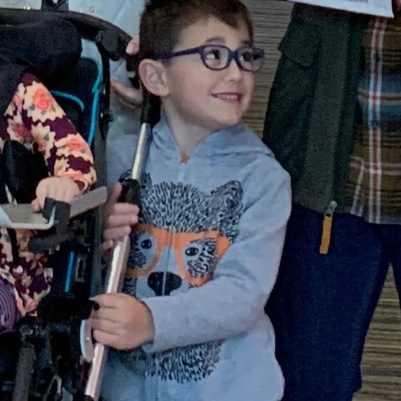 Old Navy Zip grey sweatshirt hoodie black bear orange glasses print boys size 5T - Picture 4 of 4